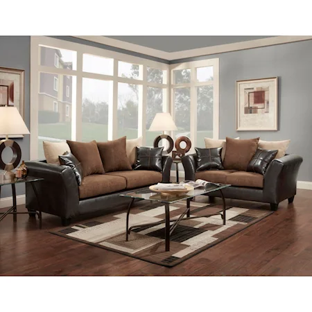 Contemporary Love Seat with Loose-Pillow Back